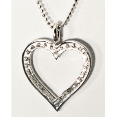 Round Heart Pendant in Sterling Silver 